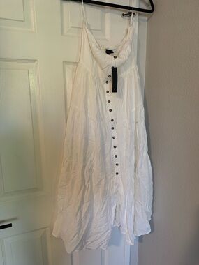 Lulu's White Button-Front Maxi Sundress